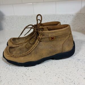 Twisted X Boys Driving Moccasin Tan Leather Size 2